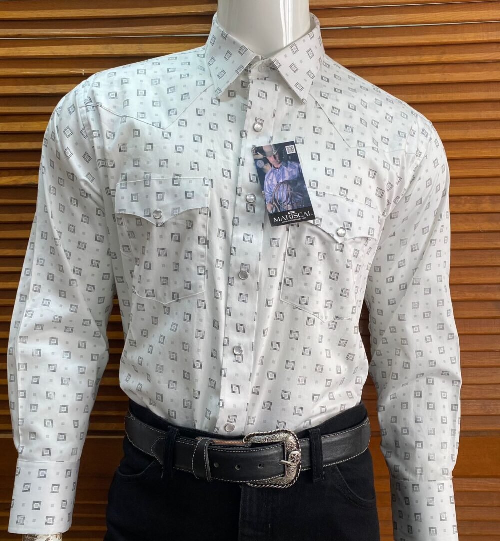 Camisa Caballero Mariscal Blanca Cuadros Negros