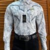 Camisa Caballero Wrangler Rock 47 Blanca con Estampado Azul