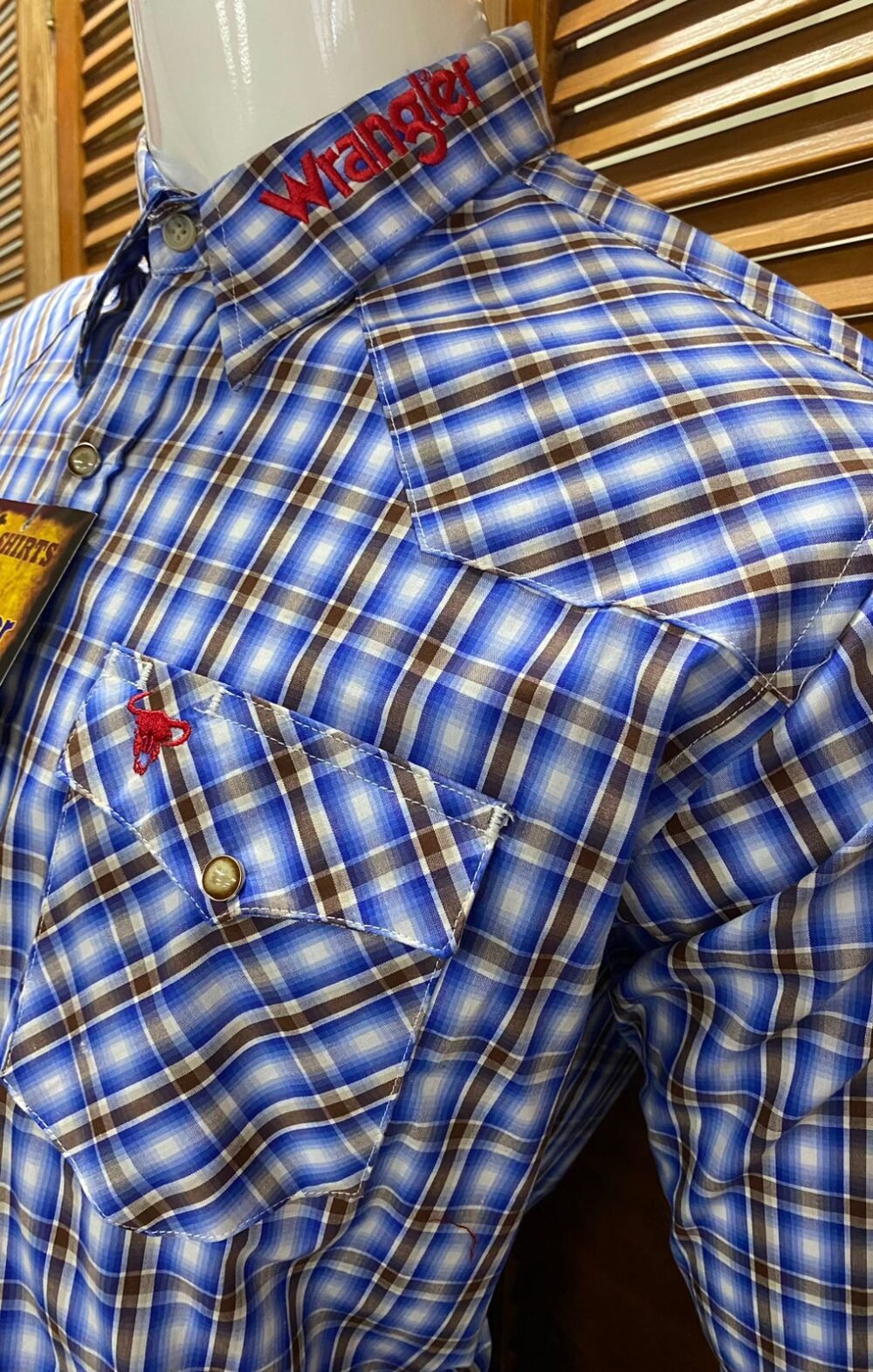 Camisa Caballero Wrangler Cuernos Chuecos Cuadrada Azul- Cafe - Imagen 4