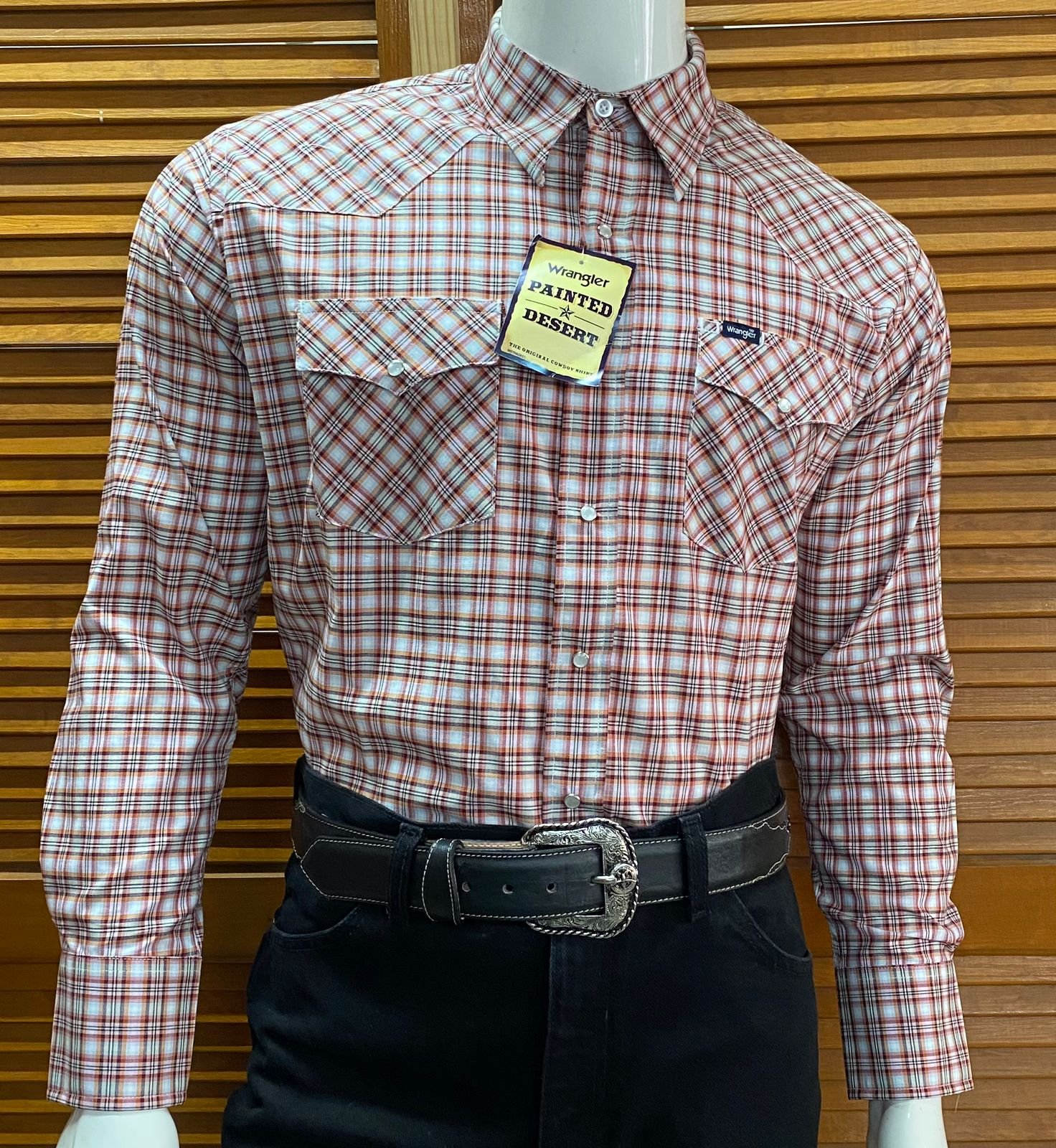 CAMISA CABALLERO WRANGLER CUADRADA SALMON 1