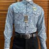 Camisa Caballero Wrangler Retro Franela Estampado Azul