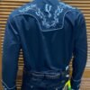 Camisa Charra Caballero Old West Negra Bordado Espuela Plata - Imagen 3