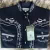 Camisa Charra Caballero Old West Negra Bordado Espuela Plata - Imagen 4