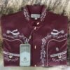 Camisa Charra Caballero Old West Vino Bordado Espuela Plata - Imagen 4