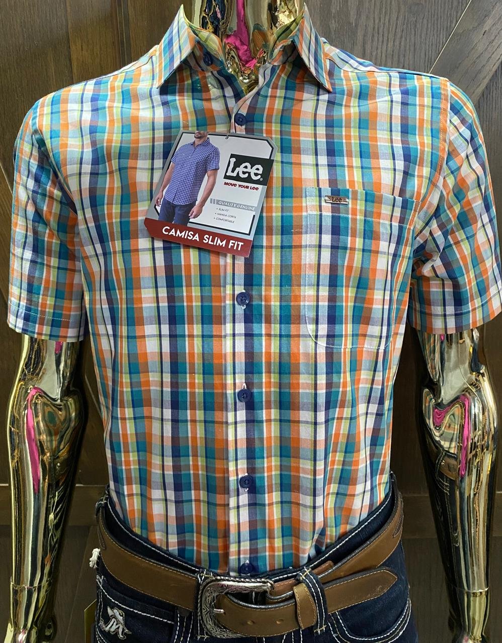 CAMISA CABALLERO LEE CUADRADA NARANJA 1