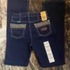 Pantalón Dama Wrangler High Rise Azul Oscuro Bordado Media Bolsa - Imagen 4