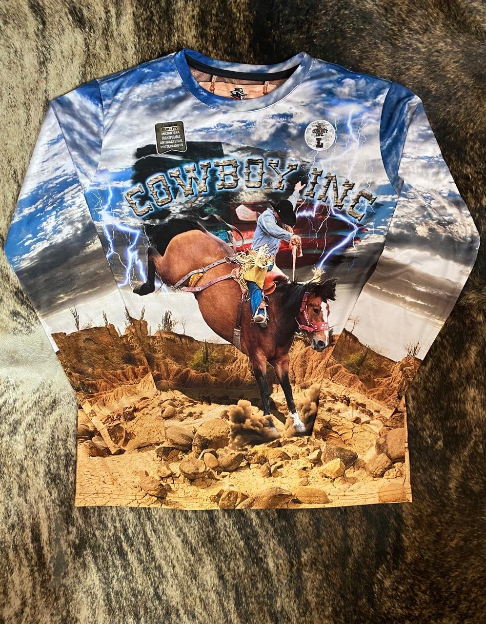 WRANGLER PLAYERA CABALLERO COWBOY AZUL JINETE 1